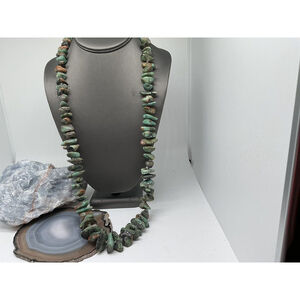 Les Bernard TURQUOISE CHUNKS 30” Necklace Barrel Screw In Clasp